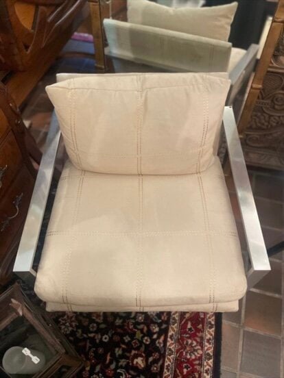 Modern Chrome and Suede Arm Chair (1 of 6)