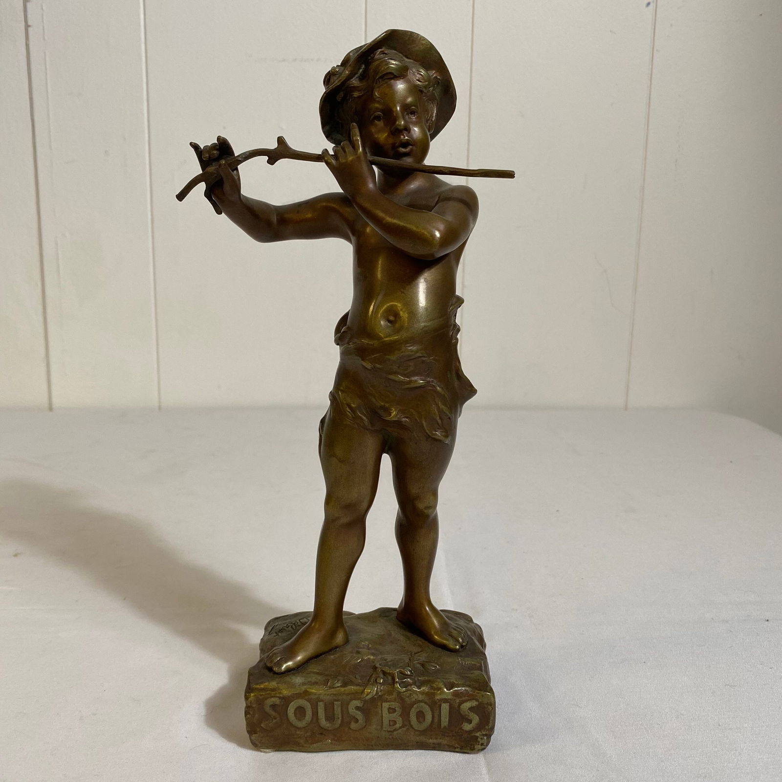 French Bronze Young Boy Signed M. Debut "Sous Bois" (1 of 6)