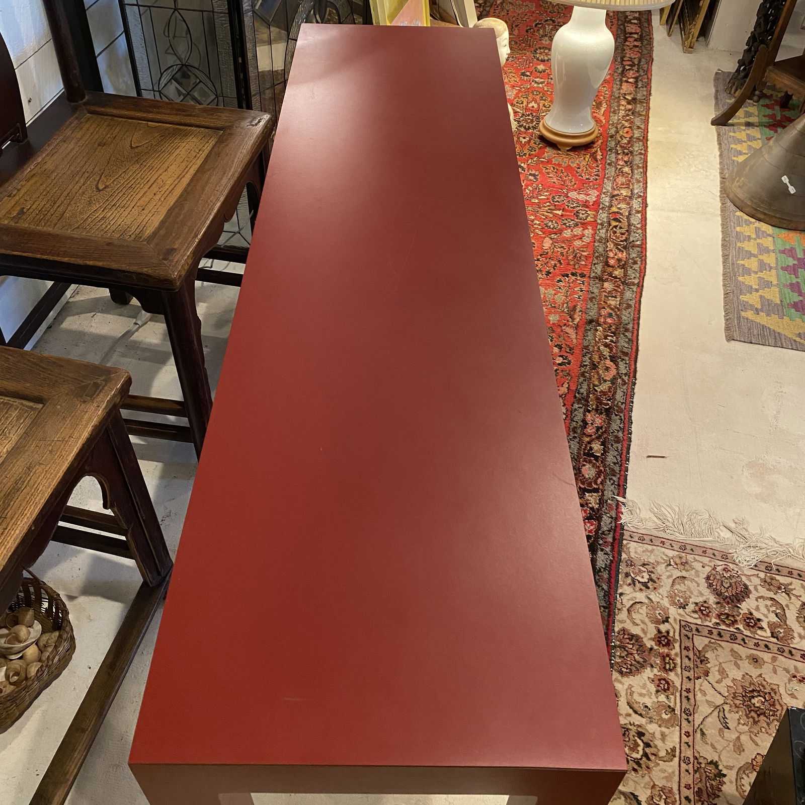 Red Laminate 1970s console Table (1 of 6)