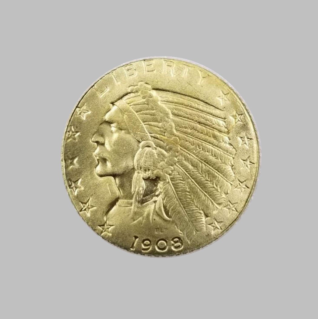 1908 FIVE DOLLARS GOLD COIN (1 of 2)