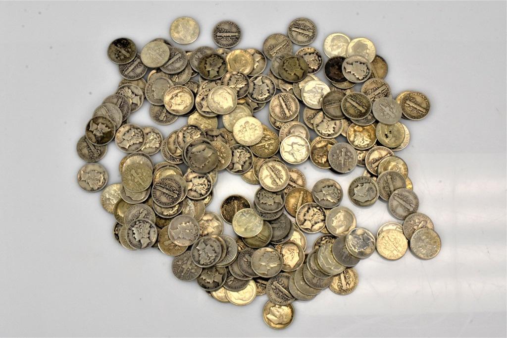 $20 in 90% silver dimes: circulated