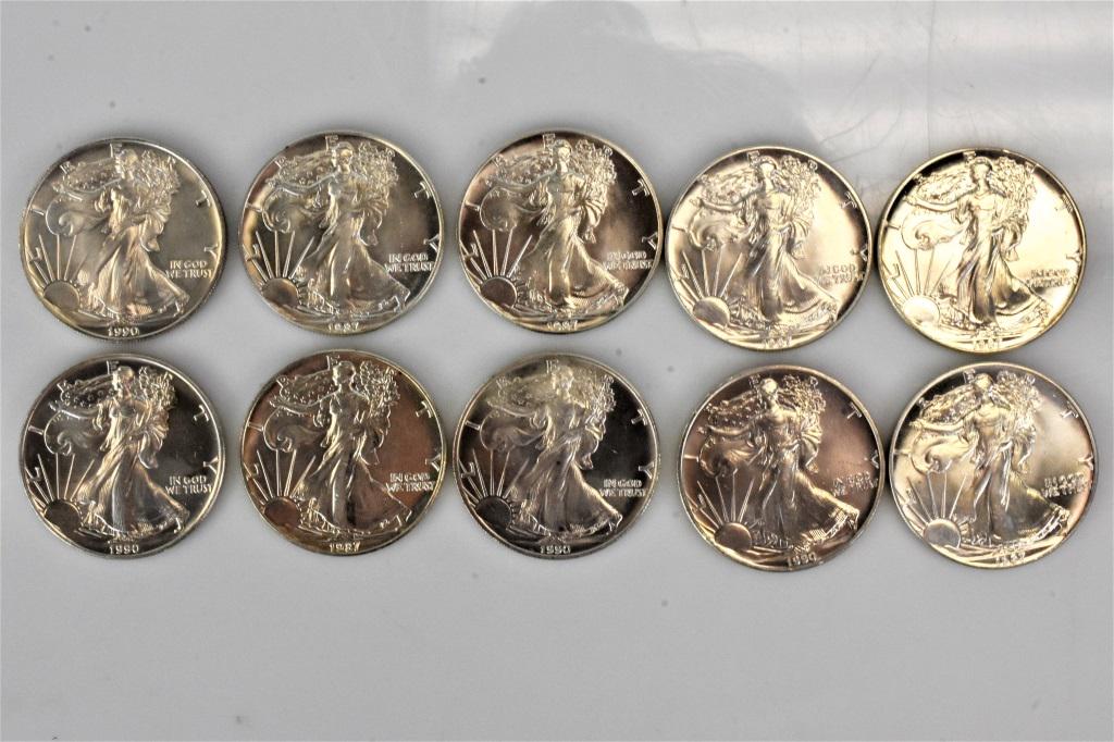 10 Silve American Eagles 1oz coins (1 of 3)