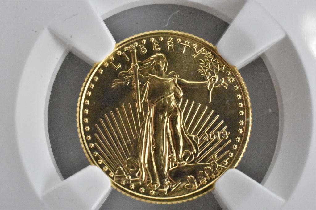 2013 1/10 oz gold American Eagle MS70 NGC coin (1 of 3)