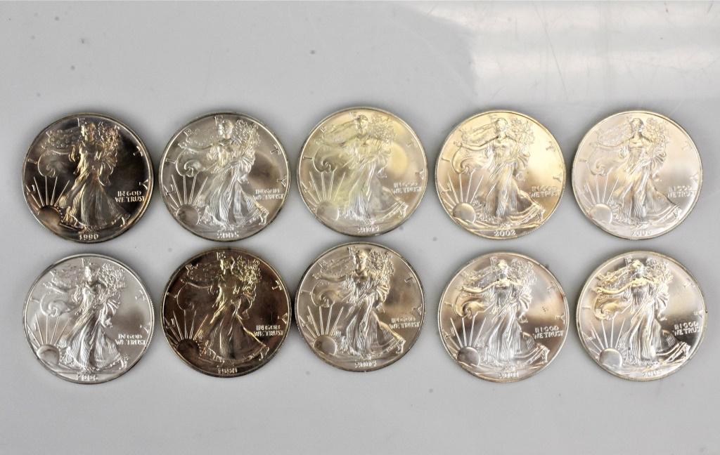10 Silver American Eagle 1oz coins (1 of 3)