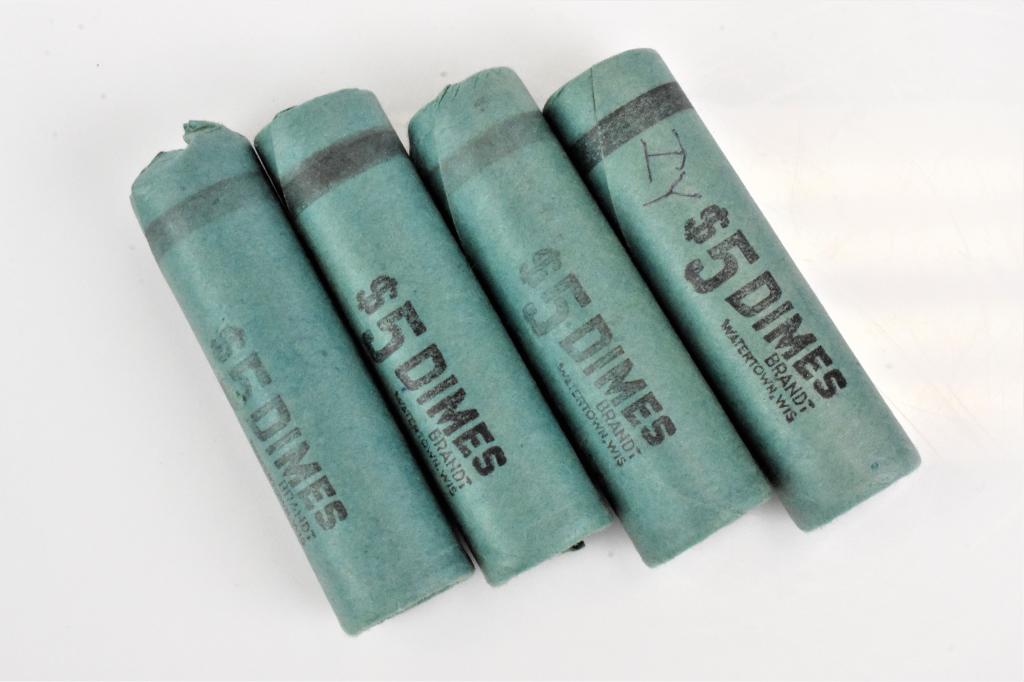 4 rolls of 1958 UNC silver dimes 90% $20 face (1 of 3)
