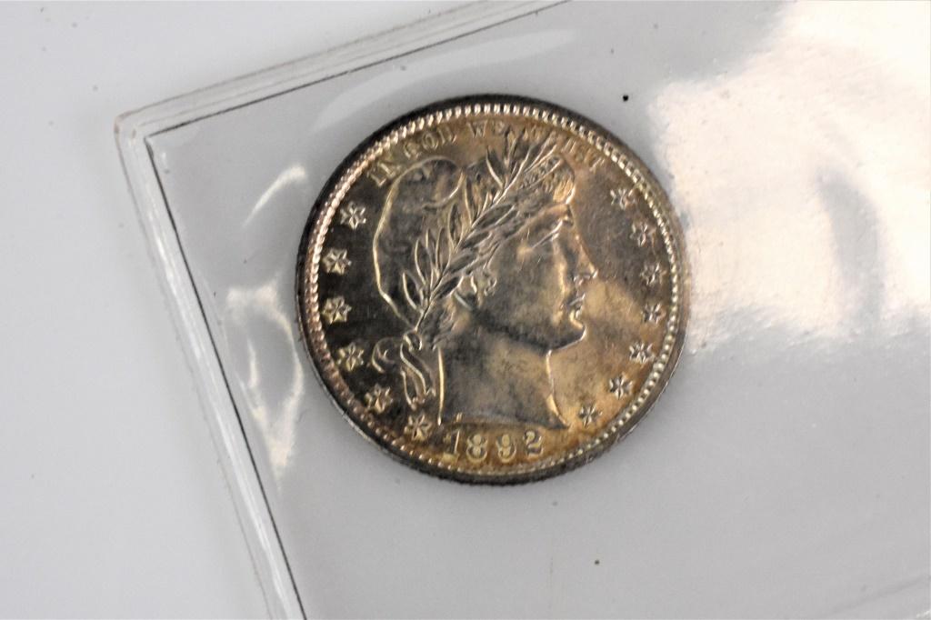 1892 UNC Liberty head Quarter w/Original auction s (1 of 2)
