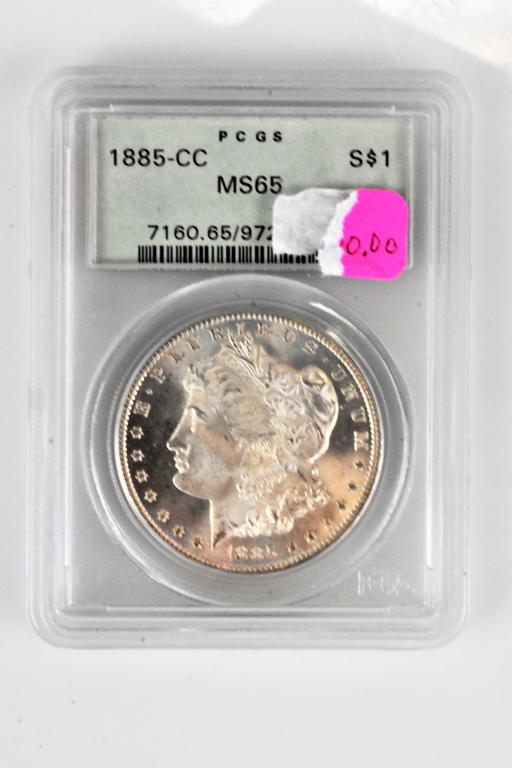 1885CC Carson City MS65 Morgan silver dollar PCGS (1 of 2)