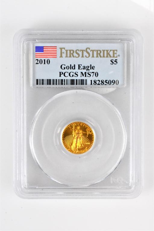 2010 Gold 1/10 MS70 Eagle PCGS graded coin (1 of 3)