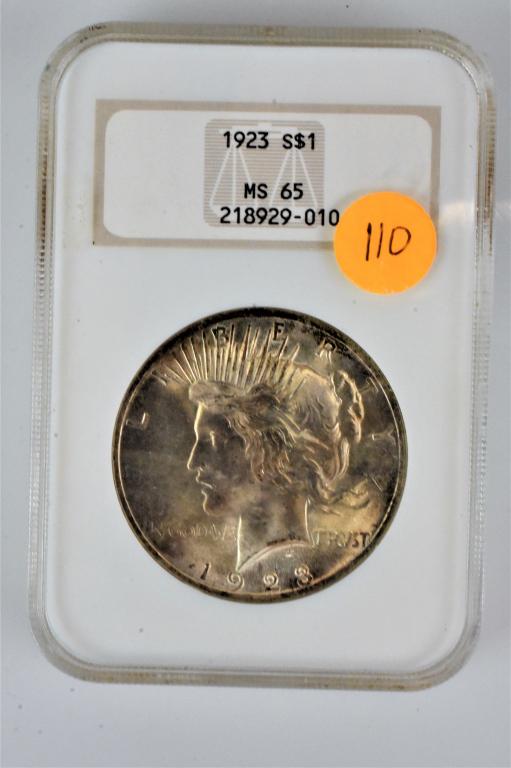 1923 MS65 Peace silver dollar NGC graded coin (1 of 3)