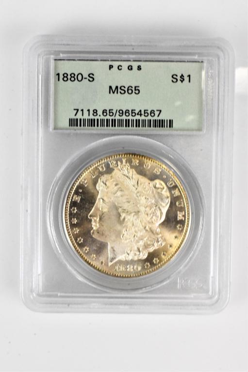 1880S MS65 Morgan silver dollar PCGS graded coin (1 of 2)