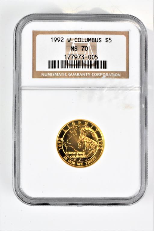 1992W Gold Columbus $5 coin MS70 NGC graded (1 of 3)