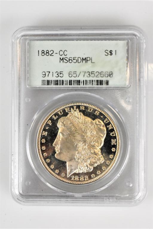1882CC Carson City MS65 DMPL Morgan silver dollar PCGS (1 of 3)