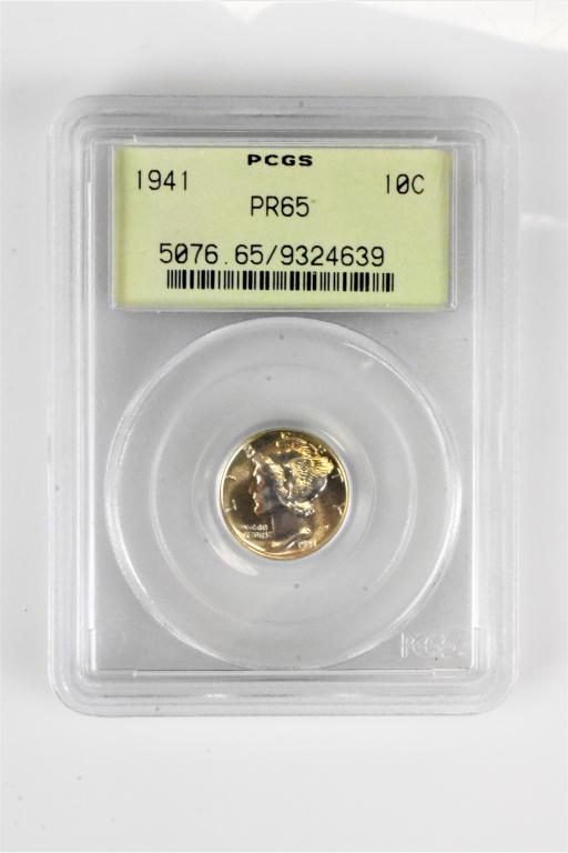 1941 PR65 Mercury dime PCGS graded proof coin (1 of 3)