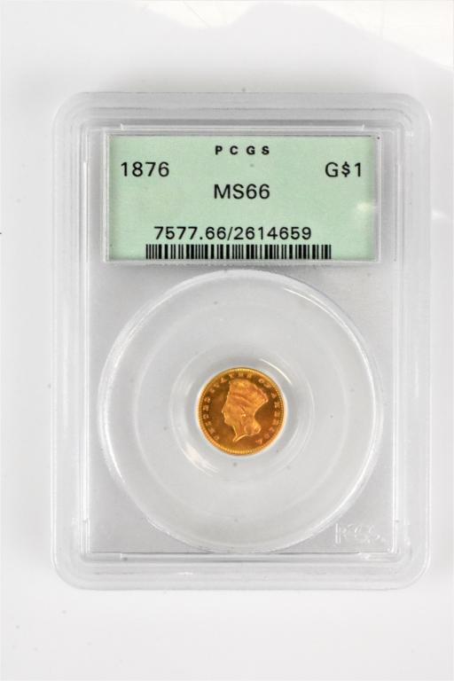 1876 MS66 $1 Gold piece PCGS only 5 higher (1 of 3)