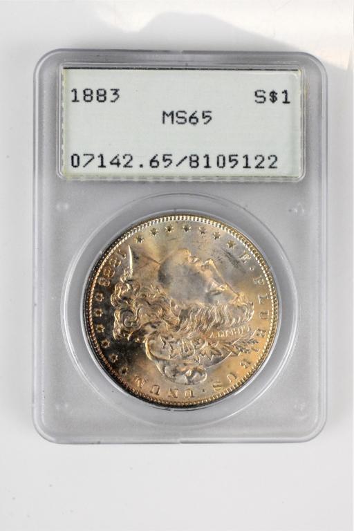 1883 MS65 Morgan silver dollar PCGS graded coin (1 of 3)