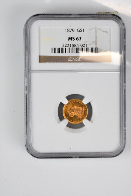 1879 MS67 $1 Gold piece NGC only 3 graded higher (1 of 3)