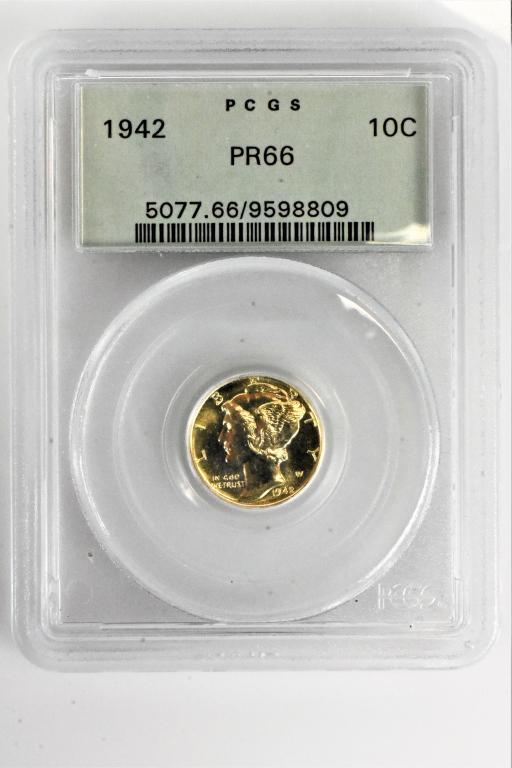 1942 PR66 Mercury Dimer PCGS graded coin (1 of 3)