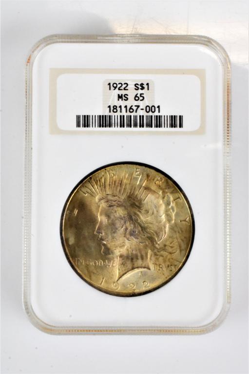 1922 MS65 Peace dollar NGC graded coin old holder (1 of 3)