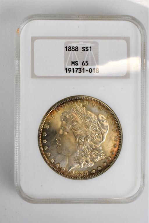 1888 MS65 Morgan silver dollar NGC graded old hldr (1 of 3)