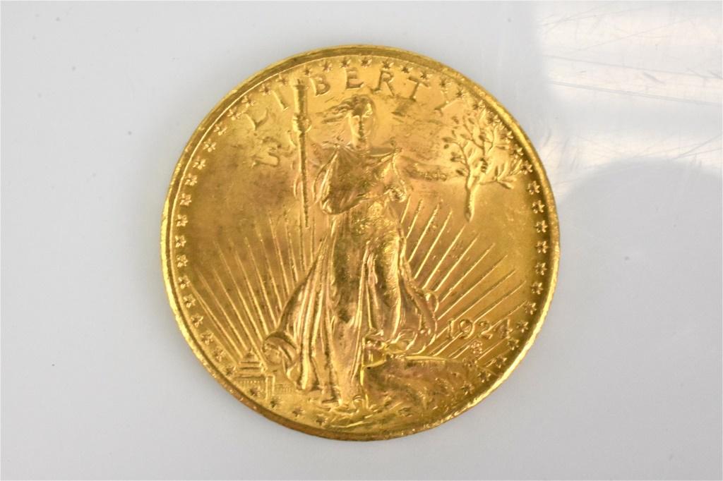 1924 $20 St Gaudens gold piece AU/BU (1 of 2)