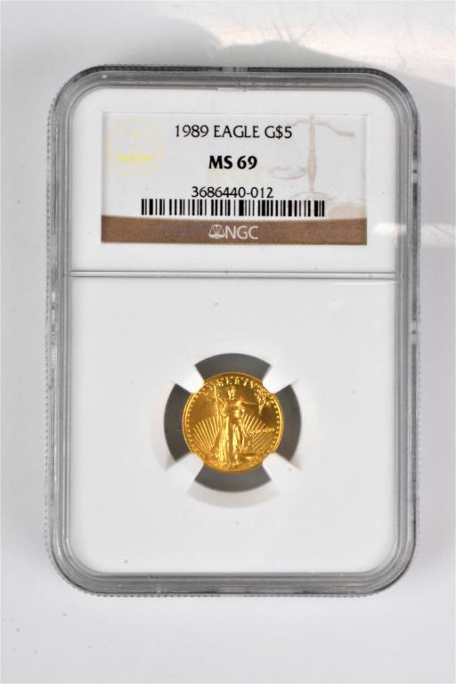 1989 MS69 Gold 1/10 oz eagle NGC graded coin (1 of 3)