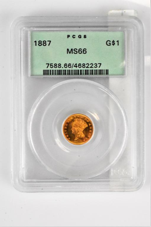 1887 MS66 $1 Gold piece PCGS graded coin (1 of 3)