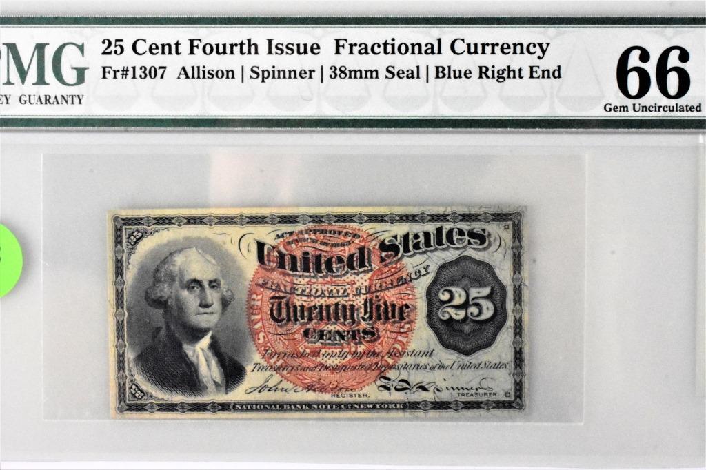 Fr# 1307 25 cent fractional currency UNC66 EPQ PMG (1 of 3)