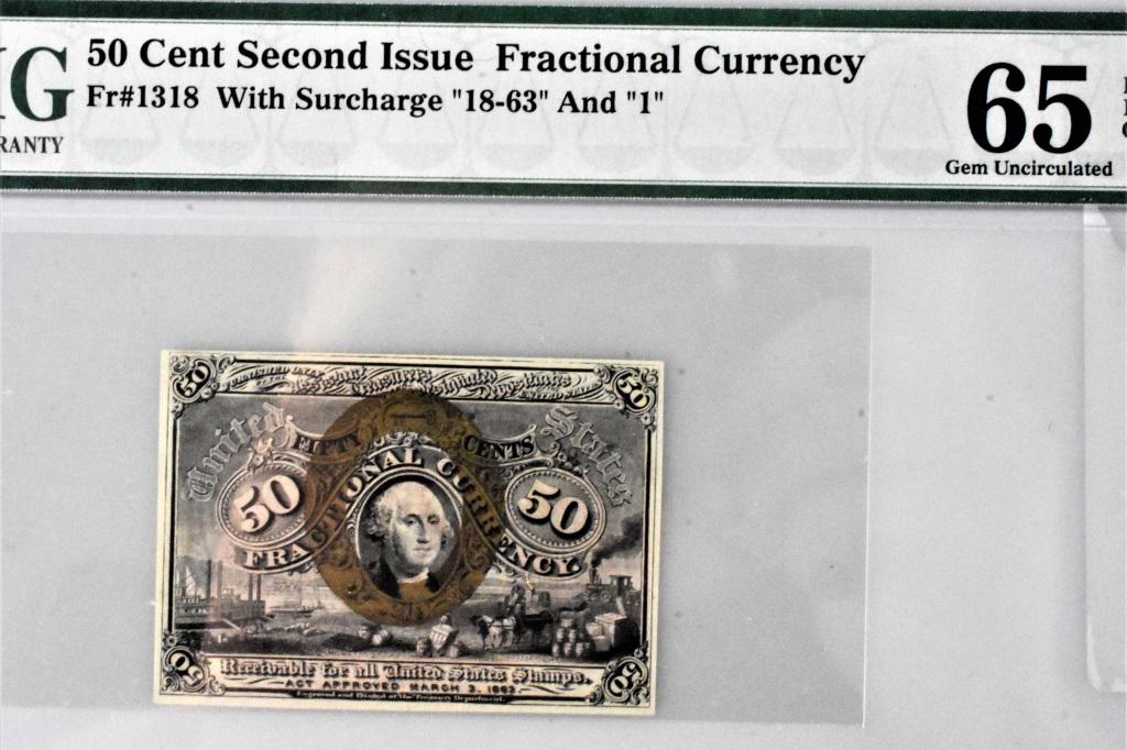 Fr# 1318 50 cent fractional currency 65UNC EPQ PMG (1 of 3)