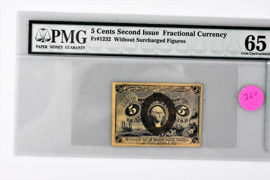 Fr# 1232 5 cent fractional currency 65UNC EPQ PMG (1 of 3)