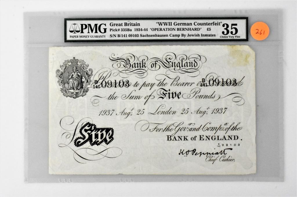 WWII Operation Bernhard 5# Counterfiet Note 35VF (1 of 2)