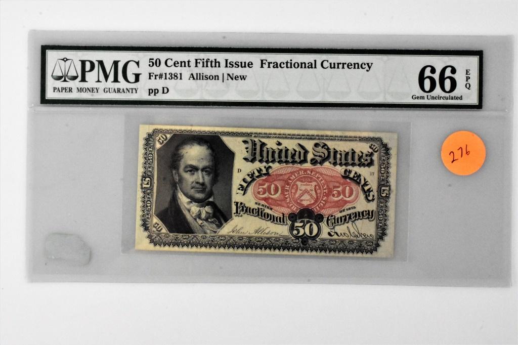 Fr# 1381 50 cent fractional currency 66UNC EPQ PMG (1 of 2)