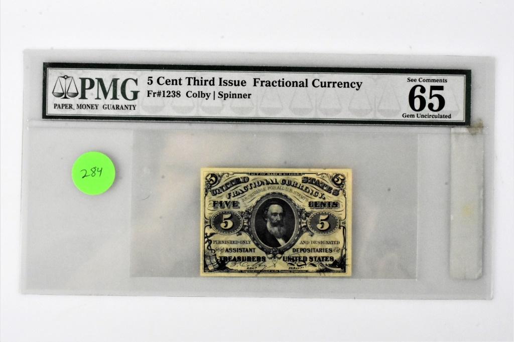 Fr# 1238 5 cent fractional currency 65UNC EPQ PMG (1 of 4)
