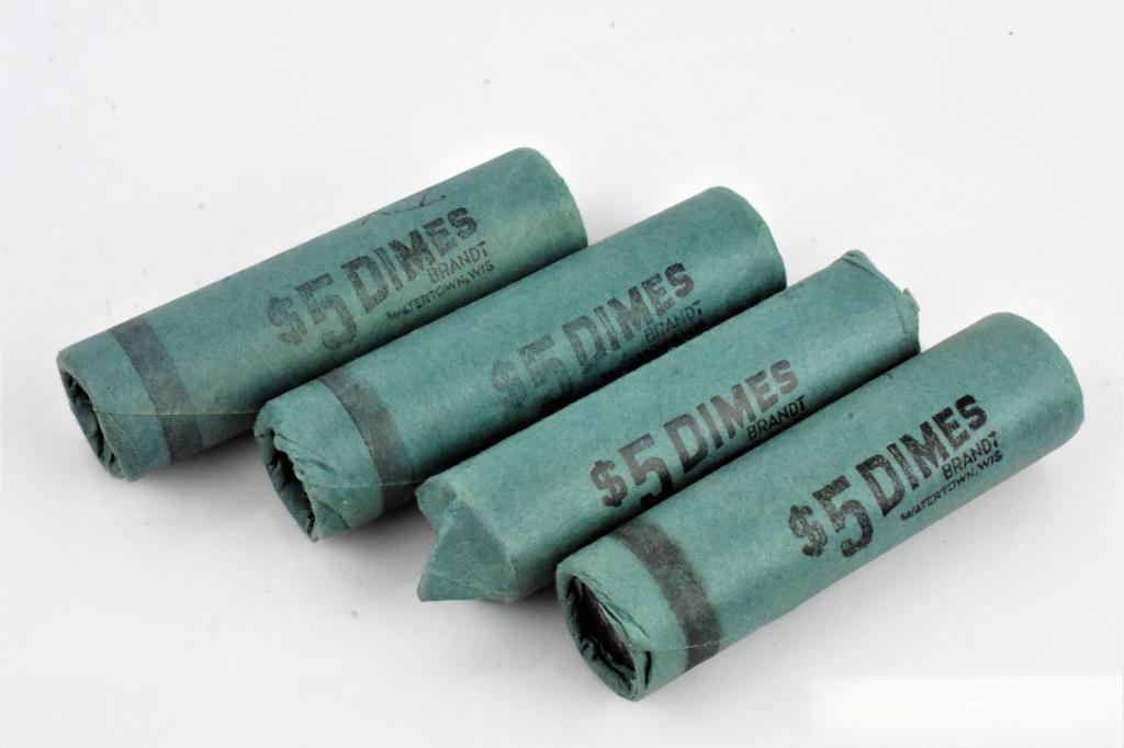 4 rolls of unc 1958 silver dimes (1 of 2)