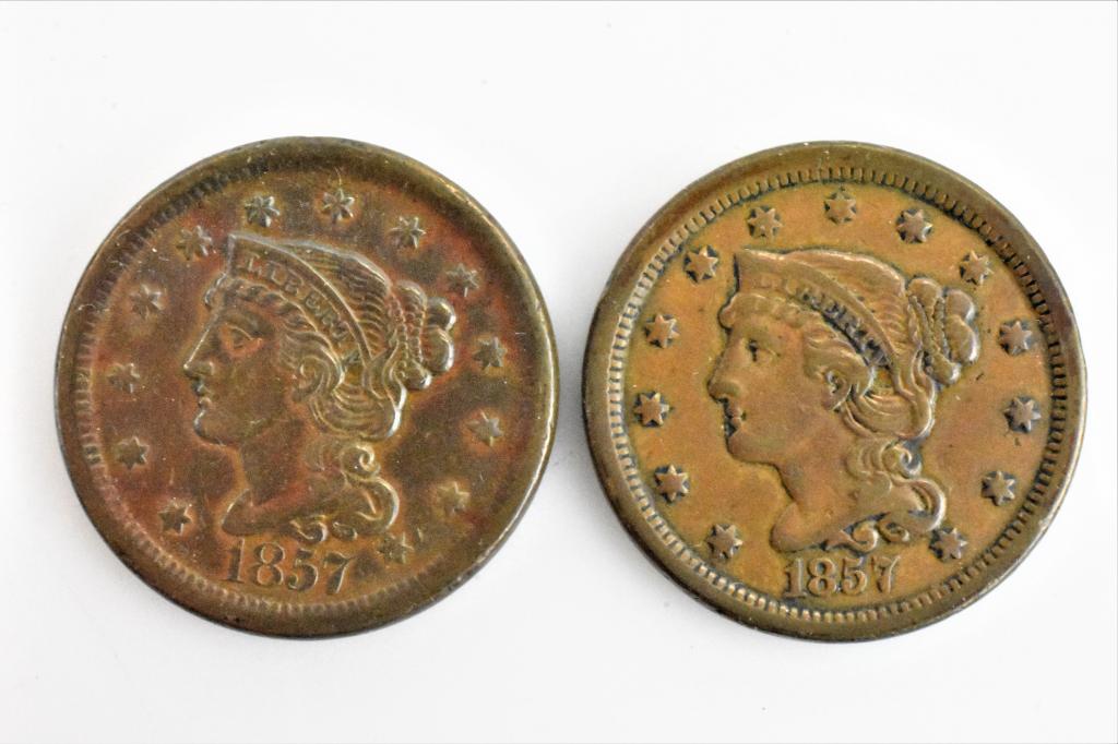 2 1857 Large cents small and large date (1 of 4)