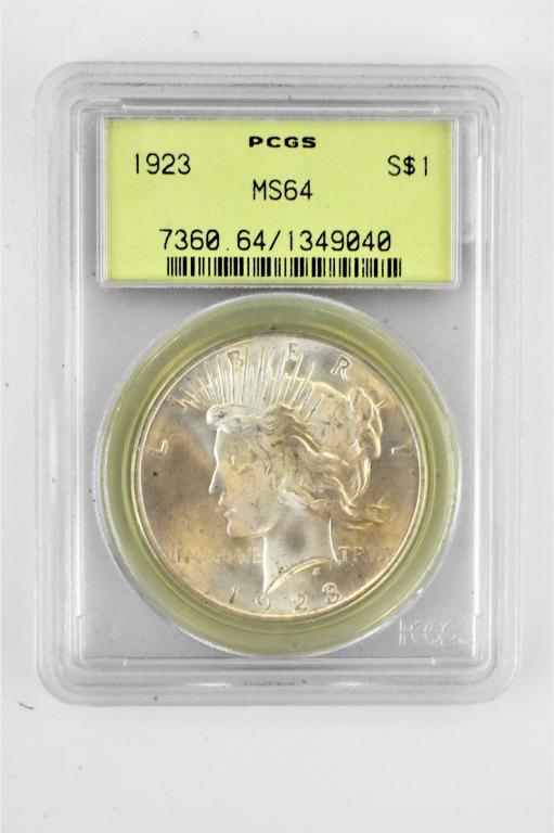 1923 MS64 peace silver dollar PCGS graded (1 of 4)