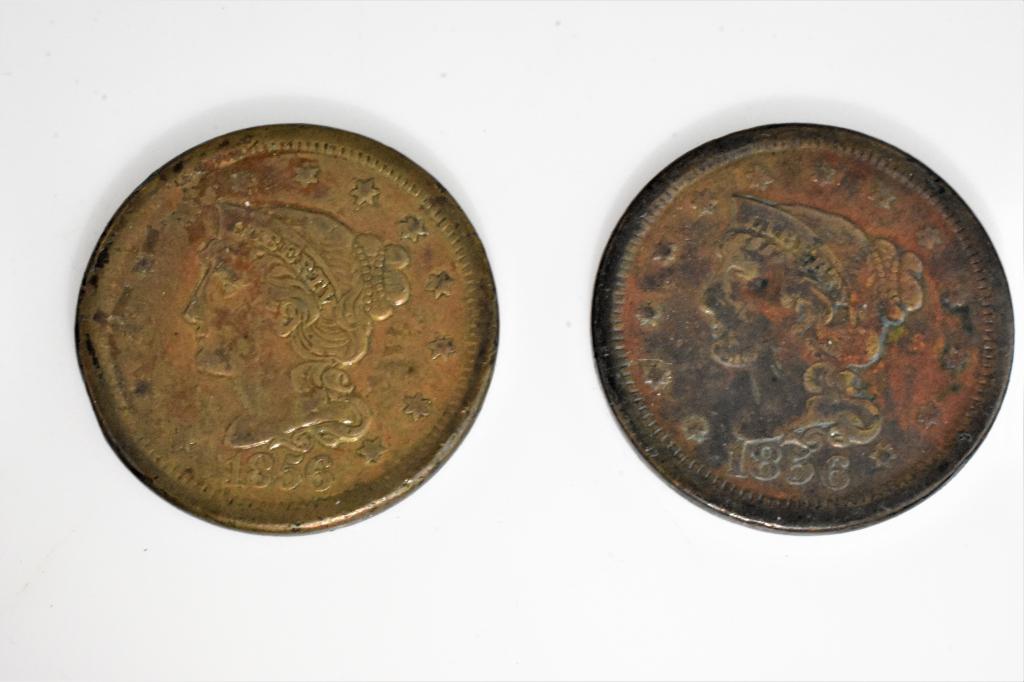2 1856 large cents upright and slanted 5 (1 of 2)
