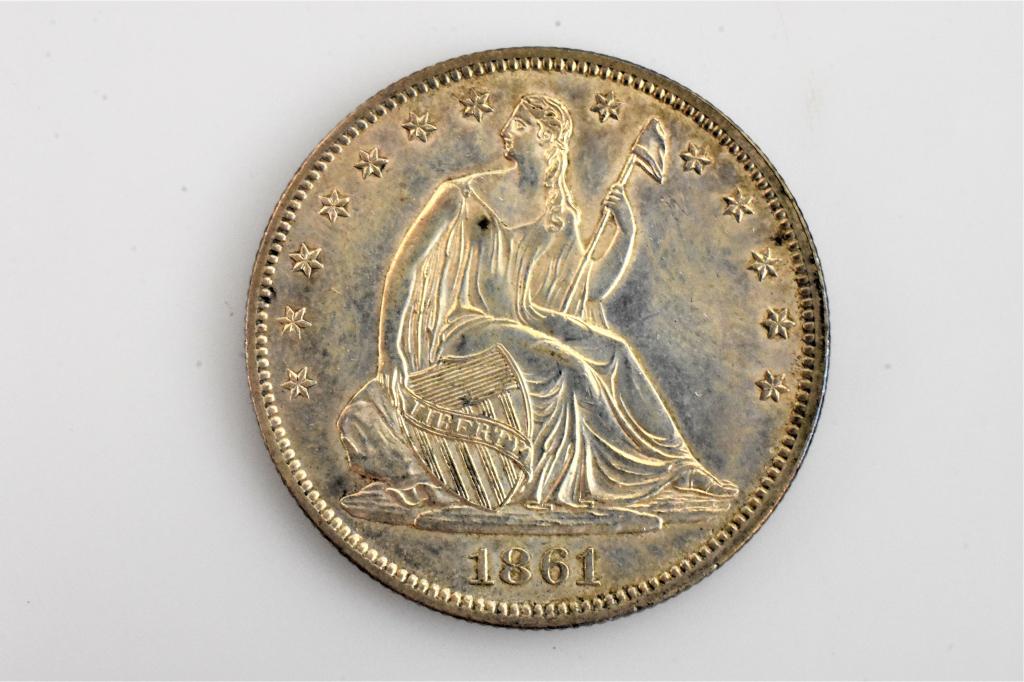 1861o Seated liberty half dollar AU/BU (1 of 5)