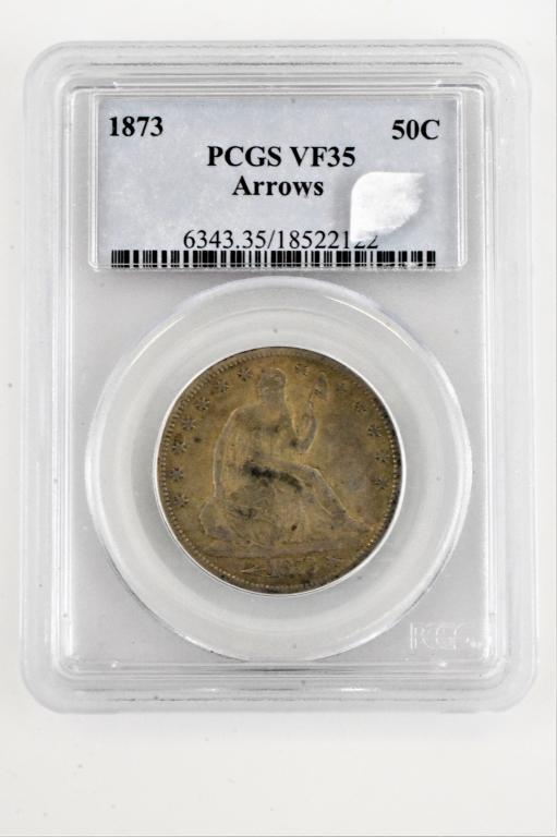 1873 Seated Liberty hald dollar VF35 Arrows PCGS (1 of 3)