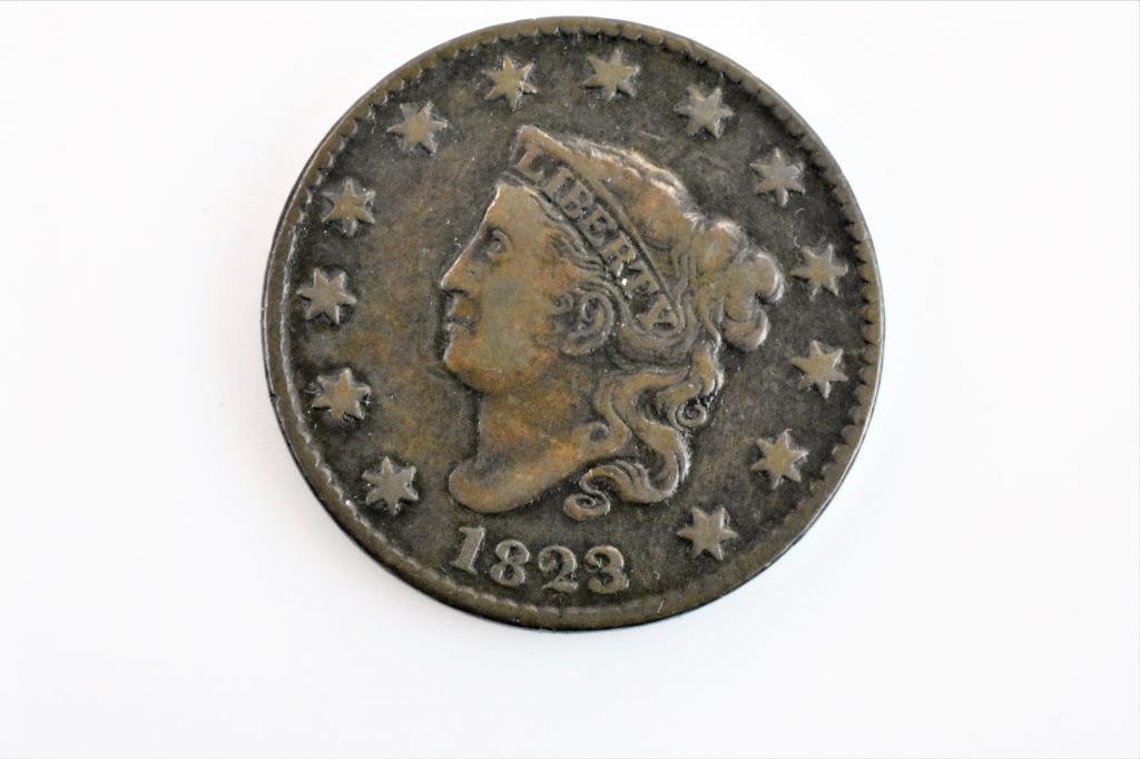1823/2 large cent 3 over 2 vf or better (1 of 2)