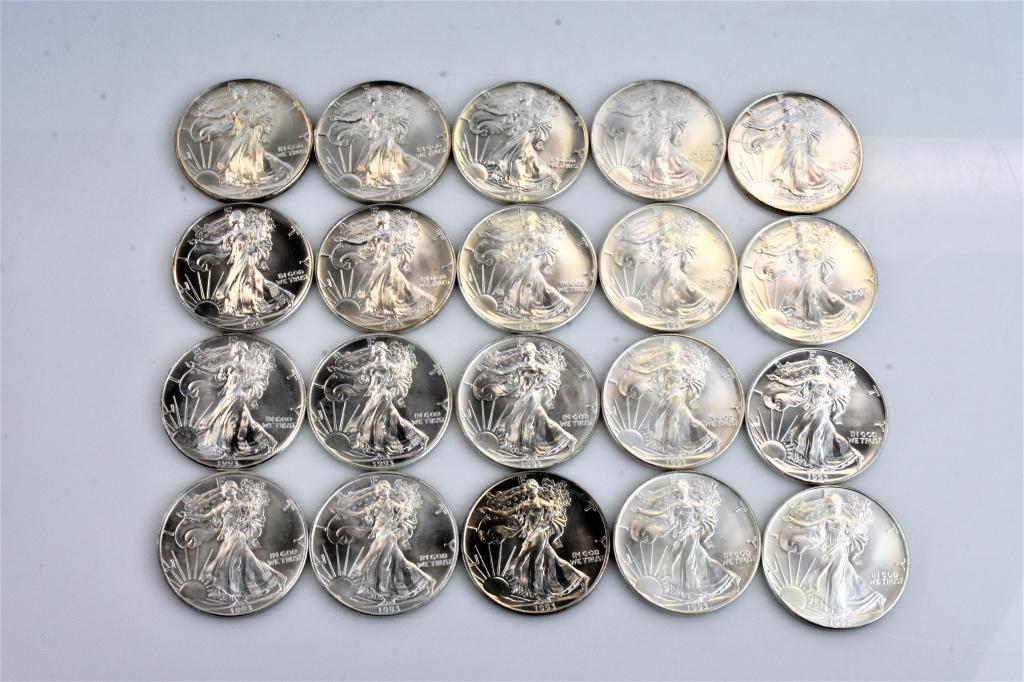 Roll of 1993 silver american eagles (1 of 5)