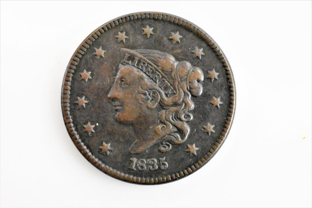 1835 large cent XF N-8 (1 of 3)
