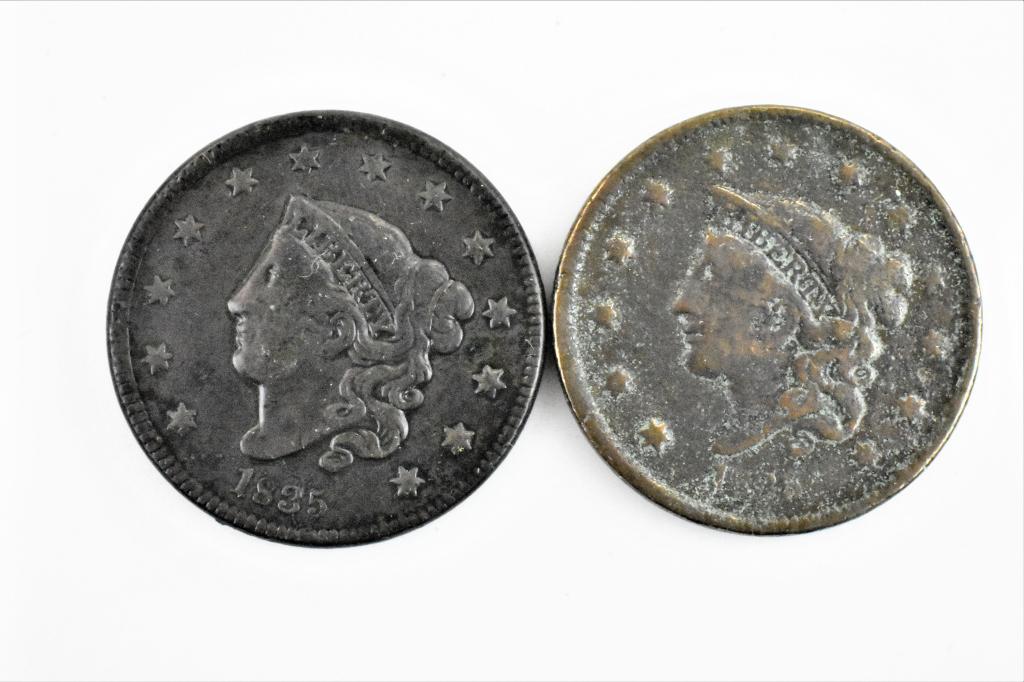 2 1835 large cents different varieties F-XF (1 of 2)
