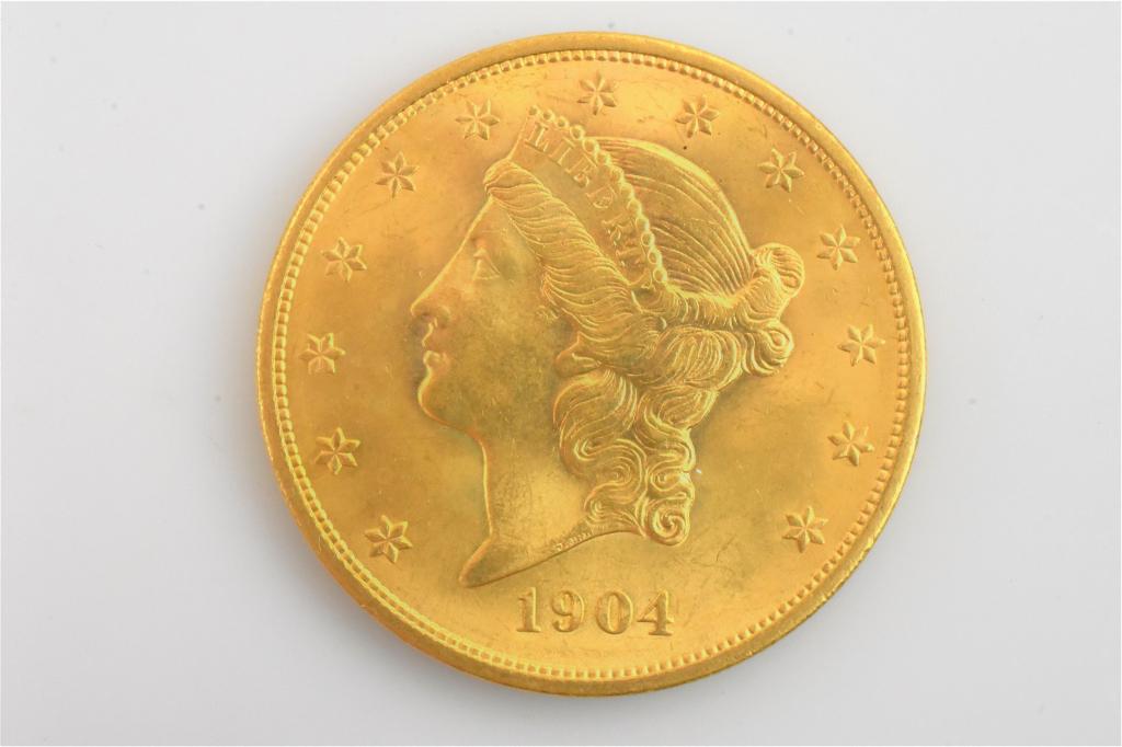 1904 $20 liberty head gold piece BU (1 of 2)