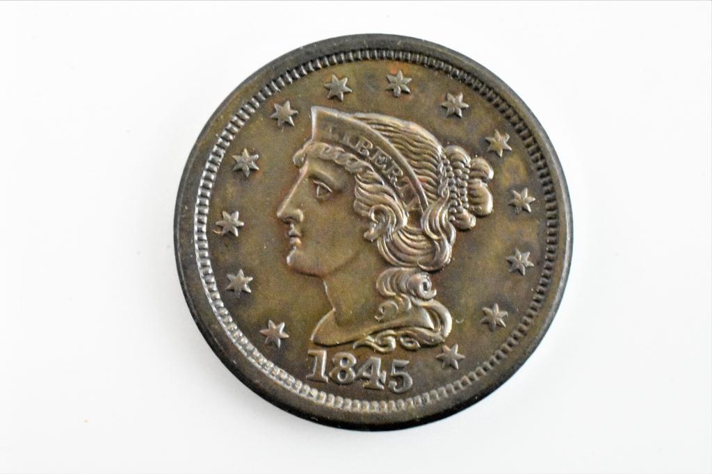 1845 large cent N-5 AU/BU (1 of 2)