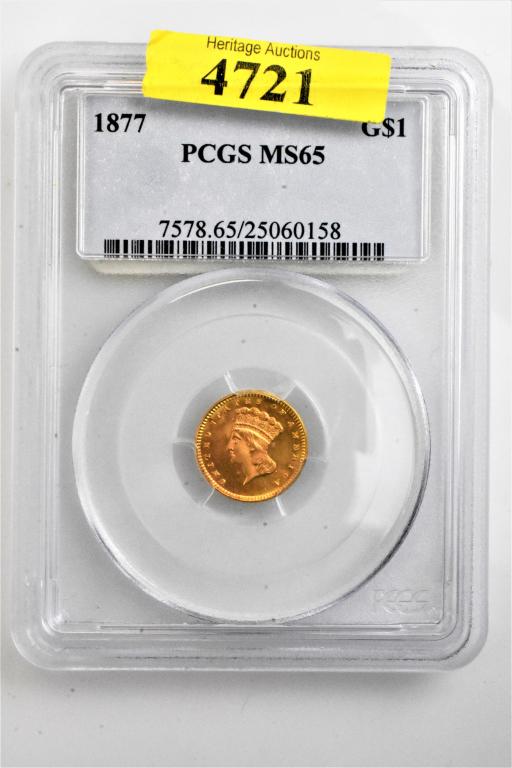 1877 $1 gold piece MS65 pop 11 only 25 higher (1 of 3)