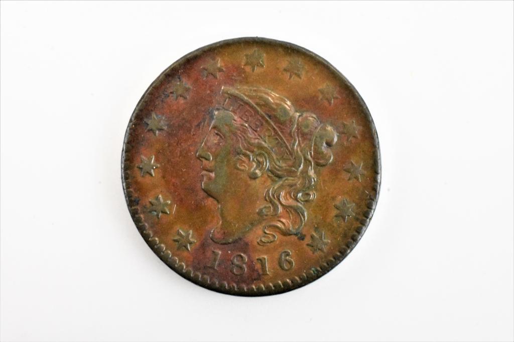 1816 large cent N-4 XF (1 of 2)