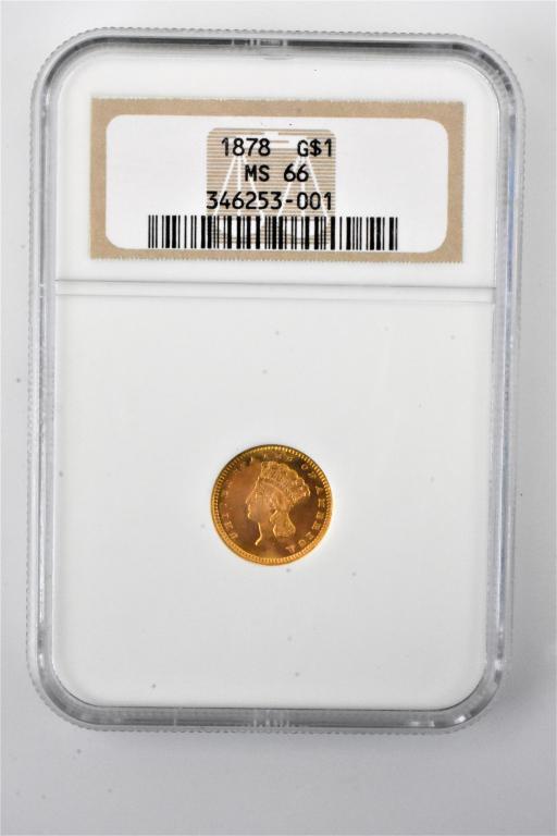 1878 $1 gold piece MS66 Population 4 2 higher NGC (1 of 3)