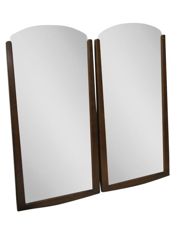 Pair MCM Walnut Beveled Mirrors (1 of 2)