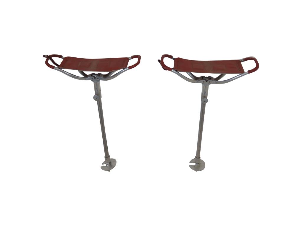 Pair Chrome leather Folding Stools (1 of 5)
