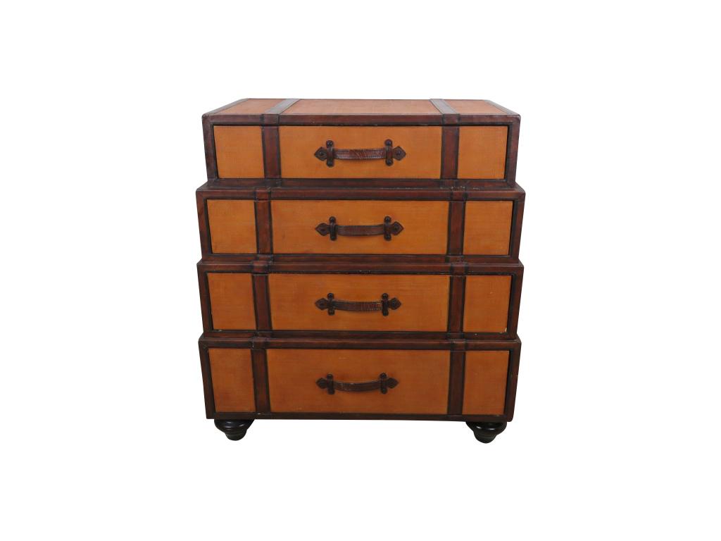 Faux Suitcase Dresser: contemporary chest ancient map motif. 36"w, 20"d, 39"h